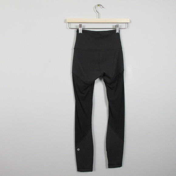 Lululemon Wunder Train Mesh High Rise Tight 25" Women 2 Black Workout Yoga 136 - Picture 2 of 9